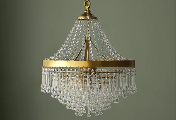 Vintage Brass Glass Chandelier: Perfect for the Kitchen